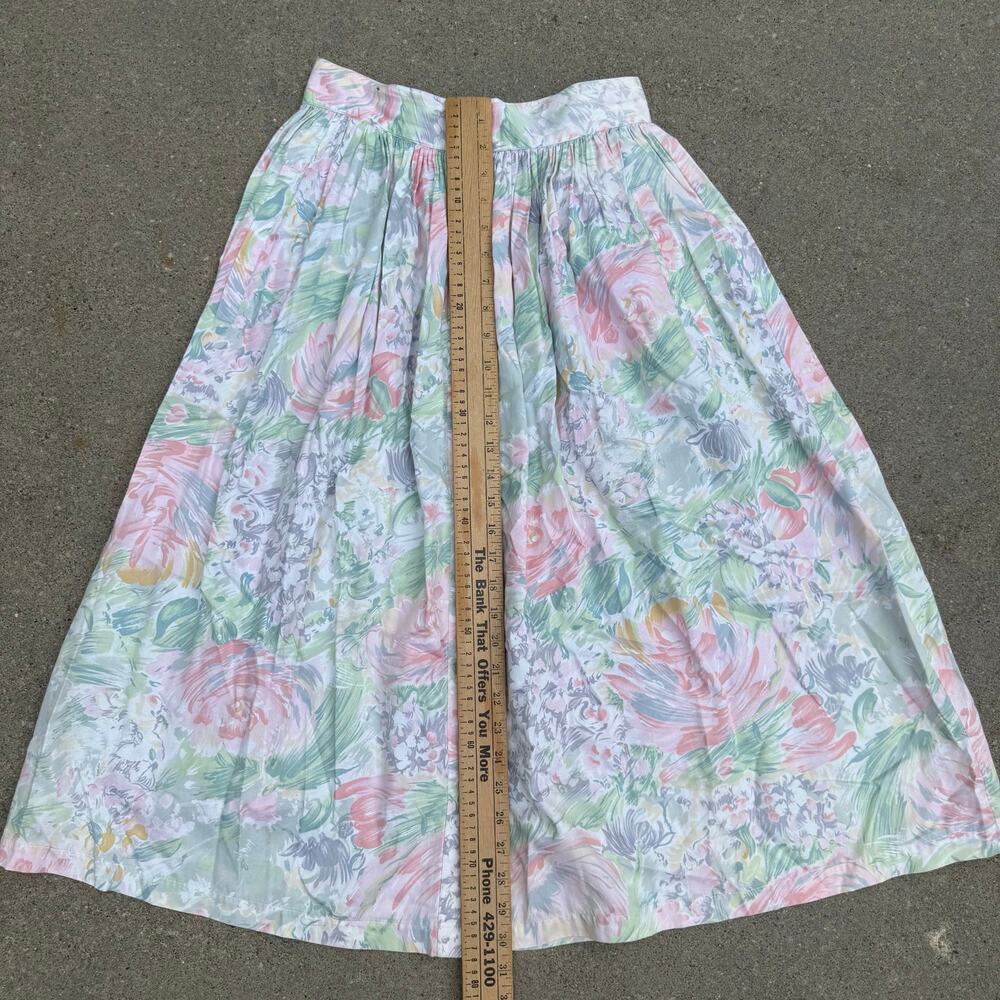 Charter Club Pastel Floral A-Line Yoke Button Front Skirt Pockets Cottagecore 8 - Picture 9 of 10